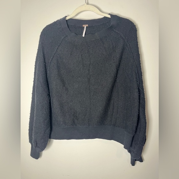 Free People Found My Friend Pullover Black Sz Small Cotton Blend Sweatshirt - Picture 13 of 13